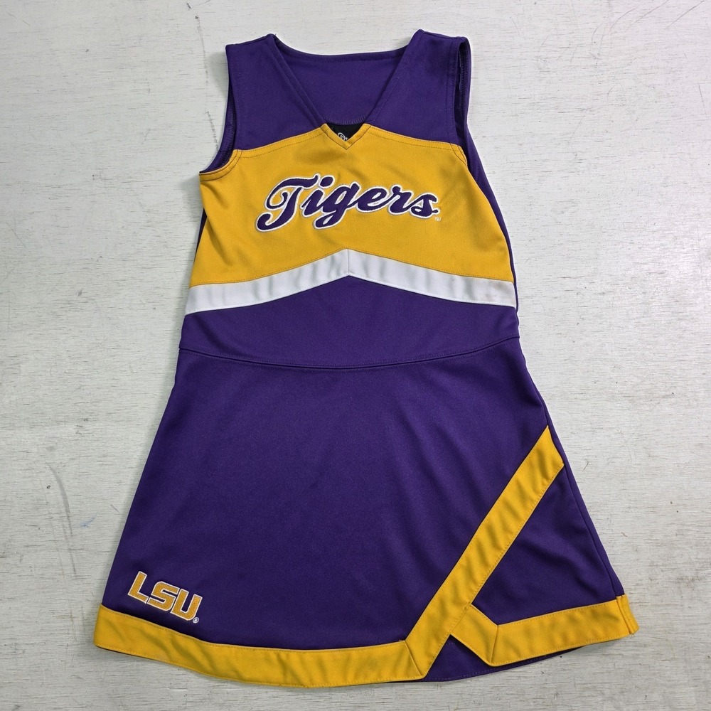 LSU Tigers Cheerleader Cheer Sewn Skirt Dress Purple Kids Girl's Medium 5/6 EUC